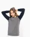 K492 - Tweekleurige damessweater French Terry BIO ronde hals raglanmouwen French Navy Heather / Grey Heather