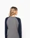 K492 - Tweekleurige damessweater French Terry BIO ronde hals raglanmouwen French Navy Heather / Grey Heather