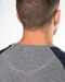 K491 - Tweekleurige herensweater BIO French Terry ronde hals raglanmouwen French Navy Heather / Grey Heather