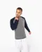 K491 - Tweekleurige herensweater BIO French Terry ronde hals raglanmouwen French Navy Heather / Grey Heather