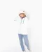 K465 - Damessweater met capuchon in contrasterende kleur Black / Fine Grey