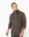 K582 - Overshirt van fleece met sherpavoering Dark Khaki / Storm Grey