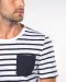 K378 - Gestreept T-shirt met zak en korte mouwen White / Navy Stripes