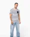 K378 - Gestreept T-shirt met zak en korte mouwen White / Navy Stripes