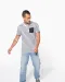 K378 - Gestreept T-shirt met zak en korte mouwen White / Navy Stripes