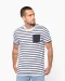 K378 - Gestreept T-shirt met zak en korte mouwen White / Navy Stripes
