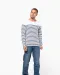 K366 - Gestreept heren-t-shirt lange mouwen White / Navy Stripes