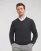 RU710M - V-neck Knitted Pullover Charcoal Marl