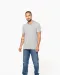 K374 - Heren-t-shirt piqué V-hals Navy / Light Grey / White