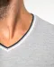 K374 - Heren-t-shirt piqué V-hals Navy / Light Grey / White