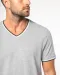 K374 - Heren-t-shirt piqué V-hals Navy / Light Grey / White
