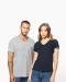 K374 - Heren-t-shirt piqué V-hals Navy / Light Grey / White
