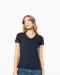 K394 - Dames-t-shirt piqué V-hals Navy / Light Grey / White