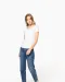 K399 - Bio dames-t-shirt kraag met onafgewerkte rand korte mouwen White
