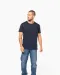 K398 - Bio T-shirt kraag met onafgewerkte rand korte mouwen Navy