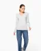 K382 - Dames t-shirt V-hals lange mouwen White