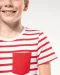 K379 - Gestreept T-shirt met zak en korte mouwen kids White / Navy Stripes