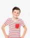 K379 - Gestreept T-shirt met zak en korte mouwen kids White / Navy Stripes