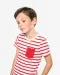 K379 - Gestreept T-shirt met zak en korte mouwen kids White / Navy Stripes