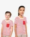 K379 - Gestreept T-shirt met zak en korte mouwen kids White / Navy Stripes