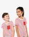 K379 - Gestreept T-shirt met zak en korte mouwen kids White / Navy Stripes