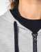 K467 - Damessweater met rits en capuchon in contrasterende kleur Black / Fine Grey
