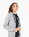 K467 - Damessweater met rits en capuchon in contrasterende kleur Black / Fine Grey
