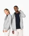 K467 - Damessweater met rits en capuchon in contrasterende kleur Black / Fine Grey