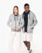 K467 - Damessweater met rits en capuchon in contrasterende kleur Black / Fine Grey
