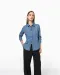 K509 - Damesblouse Denim Chambray Blue