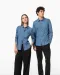 K509 - Damesblouse Denim Chambray Blue