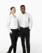 K514 - Damesblouse met "Mao" kraag lange mouwen White