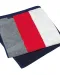 K121 - Gestreept Fluwelen Strandlaken Grey/Red/White/Navy