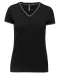 K394 - Dames-t-shirt piqué V-hals Black / Light Grey / White