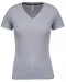 K394 - Dames-t-shirt piqué V-hals Oxford Grey / Navy / White