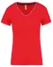 K394 - Dames-t-shirt piqué V-hals Red / Navy / White