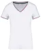 K394 - Dames-t-shirt piqué V-hals White / Navy / Red