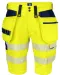 6575 SIGNALISATIE STRETCHSHORT MET SPIJKERZAKKEN EN ISO 20471 KLASSE 2/1 Geel